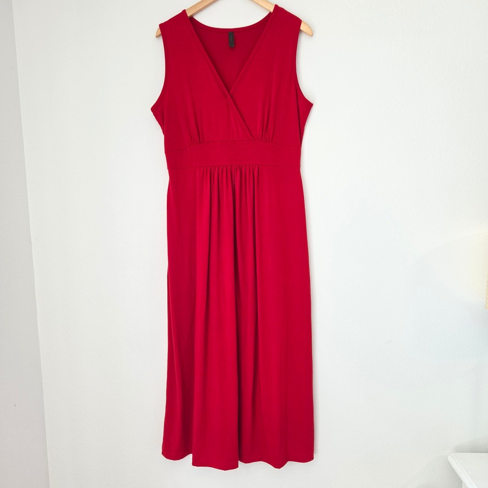 Lot of 2 Woosea Wrinkle Resistant Maxi Dresses Red Blue XL Resort Cruise Travel